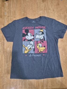 EUC Mickey Mouse & Friends Graphic Tee Charcoal Gray Unisex